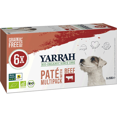 Bio Multi-Pack für Hunde Pastete Getreidefrei mit Rind Hund Nassfutter Yarrah